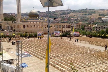 ساحة الاحتفال الذي يقيمه حزب الله في بلدة النبي شيت لمناسبة عيد المقاومة والتحرير