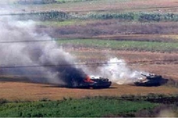 دبابات الميركافا الاسرائيلية تحترق في عدوان تموز 2006