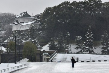 الثلوج تكسو ساحات في العاصمة اليابانية طوكيو