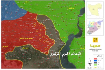 خريطة تظهر تقدم الجيش السوري في ريف حلب الشرقي