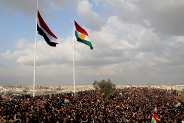 KIRKUK, IRAQ - MARCH 20: People take part in the Newroz celebrations in Kirkuk, Iraq on March 20, 2017. (Photo by Ali Mukarrem Garip/Anadolu Agency/Getty Images)