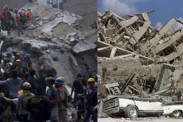 الزلزال المدمر ضرب المكسيك عام 1985 (يمين) و2017 (يسار)
