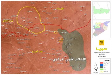 خريطة لسيطرة الجيش السوري في ريف حماة