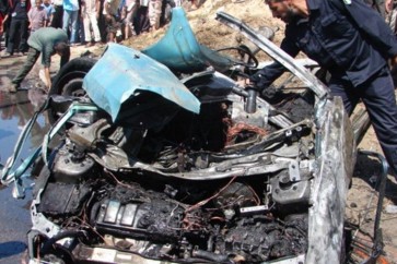 سيارة القوة الخاصة الاسرائيلية التي قصفها الطيران الاسرائيلي بعد انسحابها