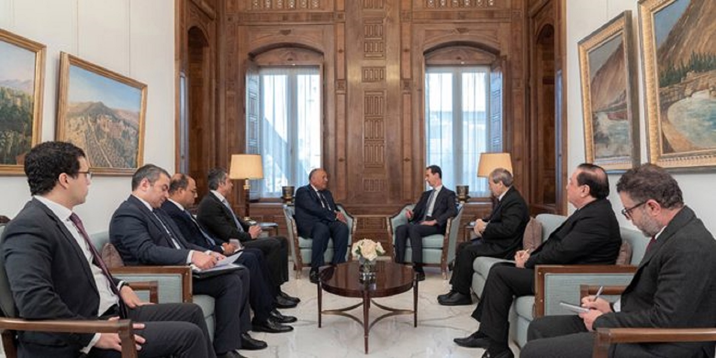 الرئيس السوري بشار الأسد يستقبل وزير الخارجية المصري سامح شكري