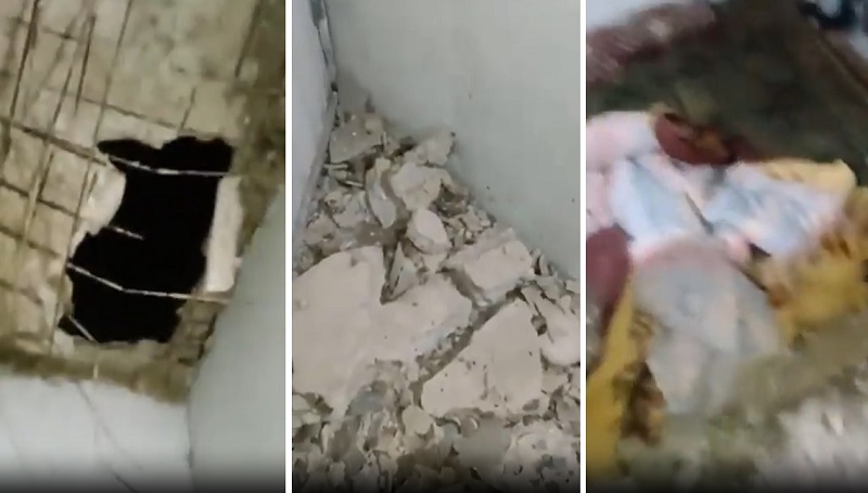 صاروخ سقط على سطح منزل يعود لمزارعين في أحد البساتين القريبة من مخيم الرشيدية والأضرار مادية