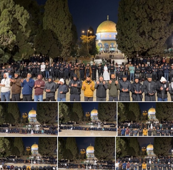 الآلاف يؤدون صلاة فجر العاشر من رمضان في المسجد الأقصى المبارك رغم تضييق وتشديد الاحتلال